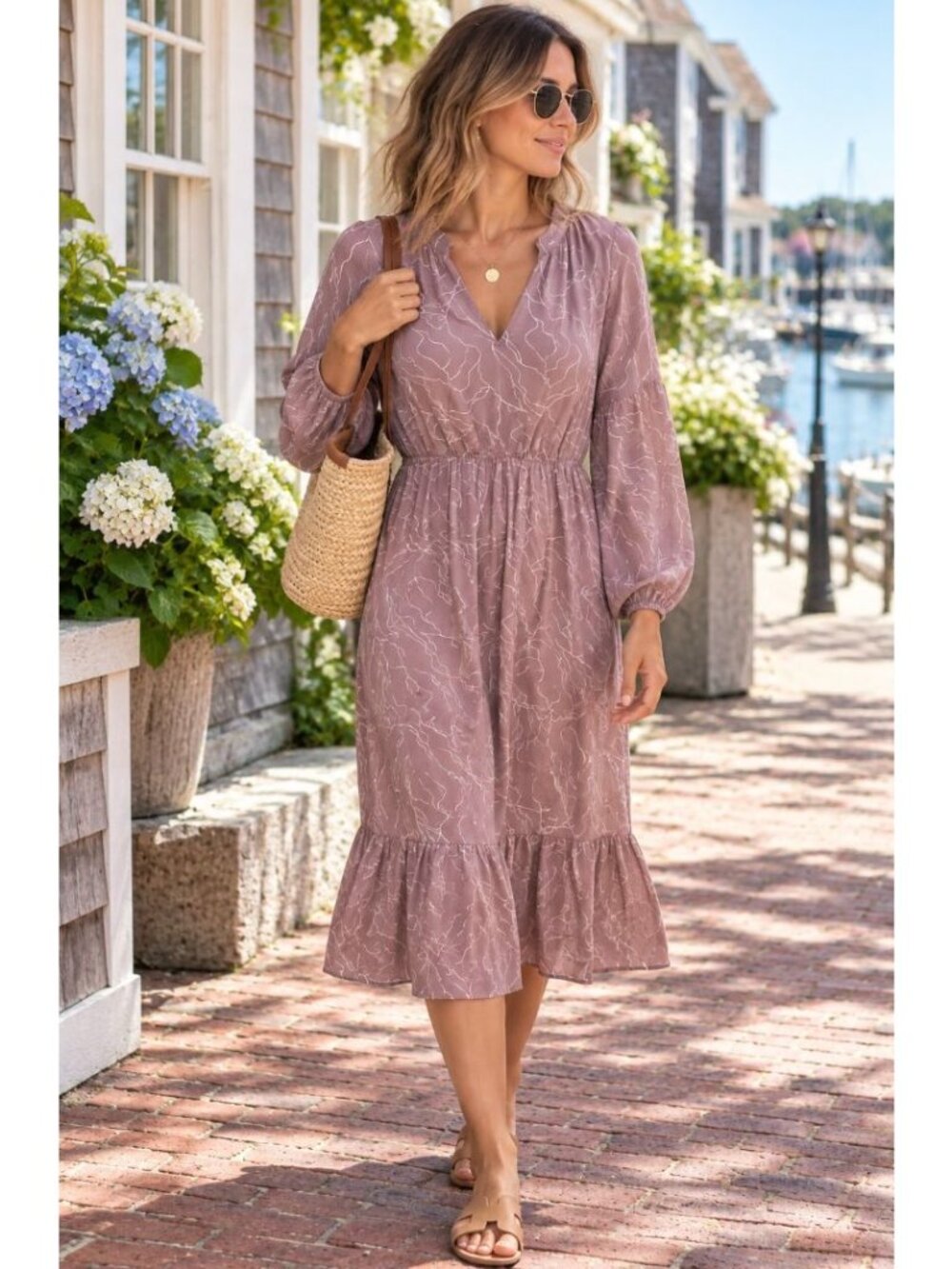 NWT World Market Pink Geometric Line Printed Dress Romantic Boho Size S/M